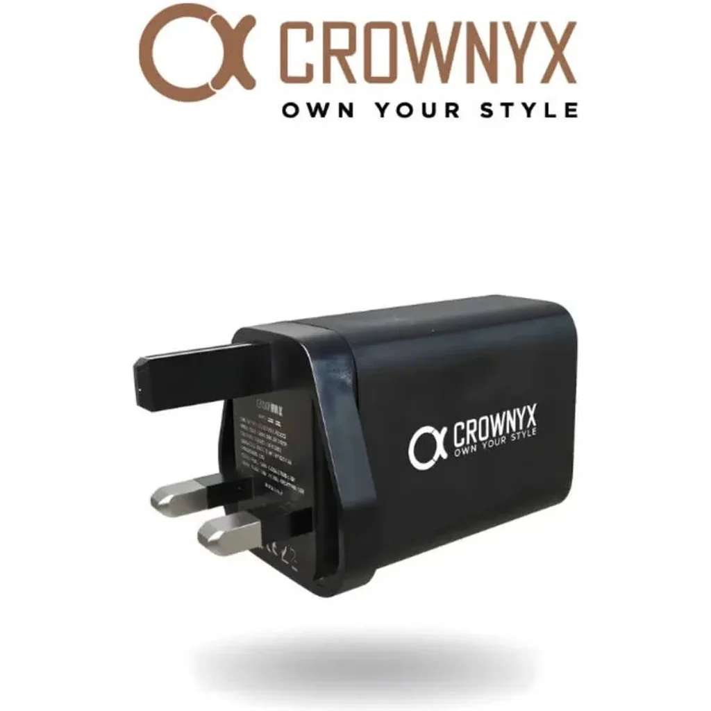 CROWNYX 65W 3-Port Fast Charger, Dual USB-C & USB-A Compact PD Wall Adapter for MacBook, iPhone, Samsung, iPad, Tablets & Travel Use, Black | CMC-365 - Image 2
