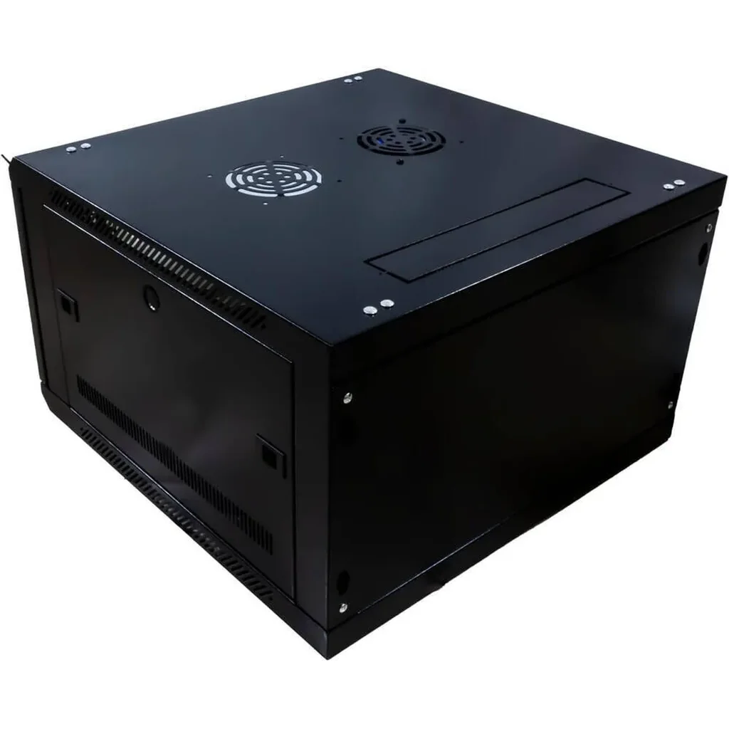 Azeon 6U 600 x 450 Wall Mount Rack Cabinet, With Fan and Shelf, 600 x 450mm Size, 1.2mm Thick SPCC, Strong Structure, Black | 6U-600X450 - Image 2