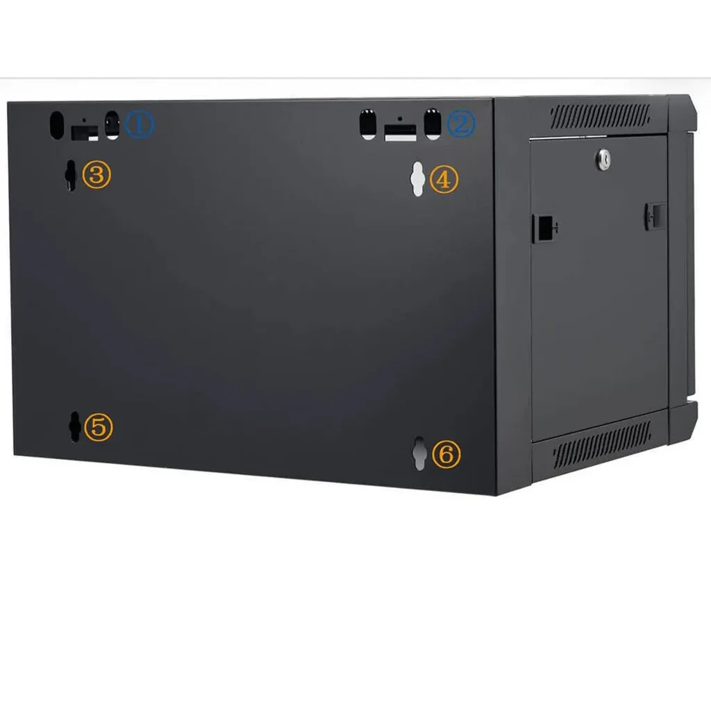 Azeon 6U 600 x 450 Wall Mount Rack Cabinet, With Fan and Shelf, 600 x 450mm Size, 1.2mm Thick SPCC, Strong Structure, Black | 6U-600X450 - Image 3