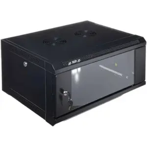 Azeon 4U 600 X 450 Wall Mount Rack Single Section Cabinet With Fan-Server Room Organization, Dimensions 600mm (W) x 450mm (D) x 350mm (H), Organized Storage, Black | 4U