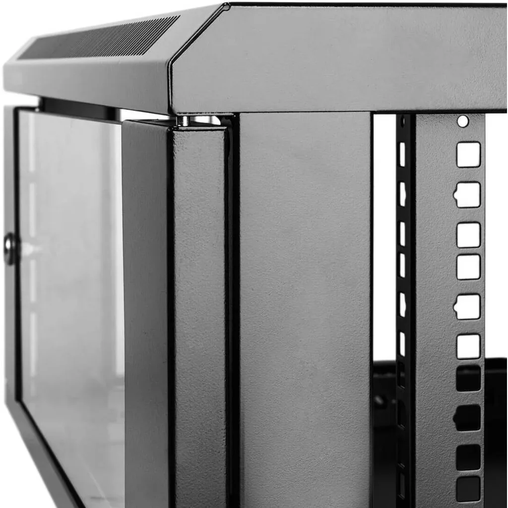 Azeon 4U 600 X 450 Wall Mount Rack Single Section Cabinet With Fan-Server Room Organization, Dimensions 600mm (W) x 450mm (D) x 350mm (H), Organized Storage, Black | 4U - Image 5