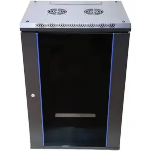 Azeon 15U 600x550 Wall Mount Rack Cabinet, Tempered Glass Front Door, Loading Capacity of Up to 70kg, Fan Hole on Top Cover, Black | 15U-600x550