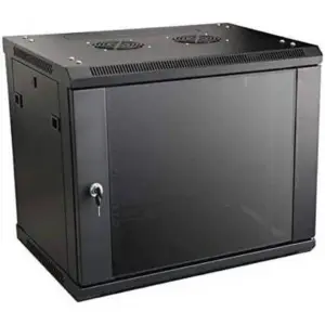 Azeon 9U Wall mount Cabinet 600x600 Server Rack, Wall Mounted IT Cabinet, Tempered Glass Front Door, Lockable Steel Rack, Ventilated Design, Cable Management System, Black | 9U-600x600