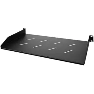 Azeon Front Mount Shelf, Standard Size, For 1U Shelf, Improve Airflow, Heavy Duty Ventilated Shelf, Improved Airflow Design, Universal Fit for Network Cabinets, Black | Front Mount Shelf