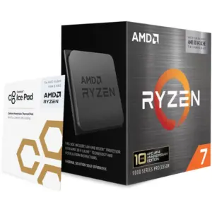 AMD Ryzen 7 5800X3D 10th Anniversary Edition Desktop Processor, AM4 Socket, 8-Cores & 16-Threads, 4.5 GHz Max Turbo Boost, 96MB Cache, 105W TDP, DDR4 Memory, Carbice Ice Pad | 100-100000651POF