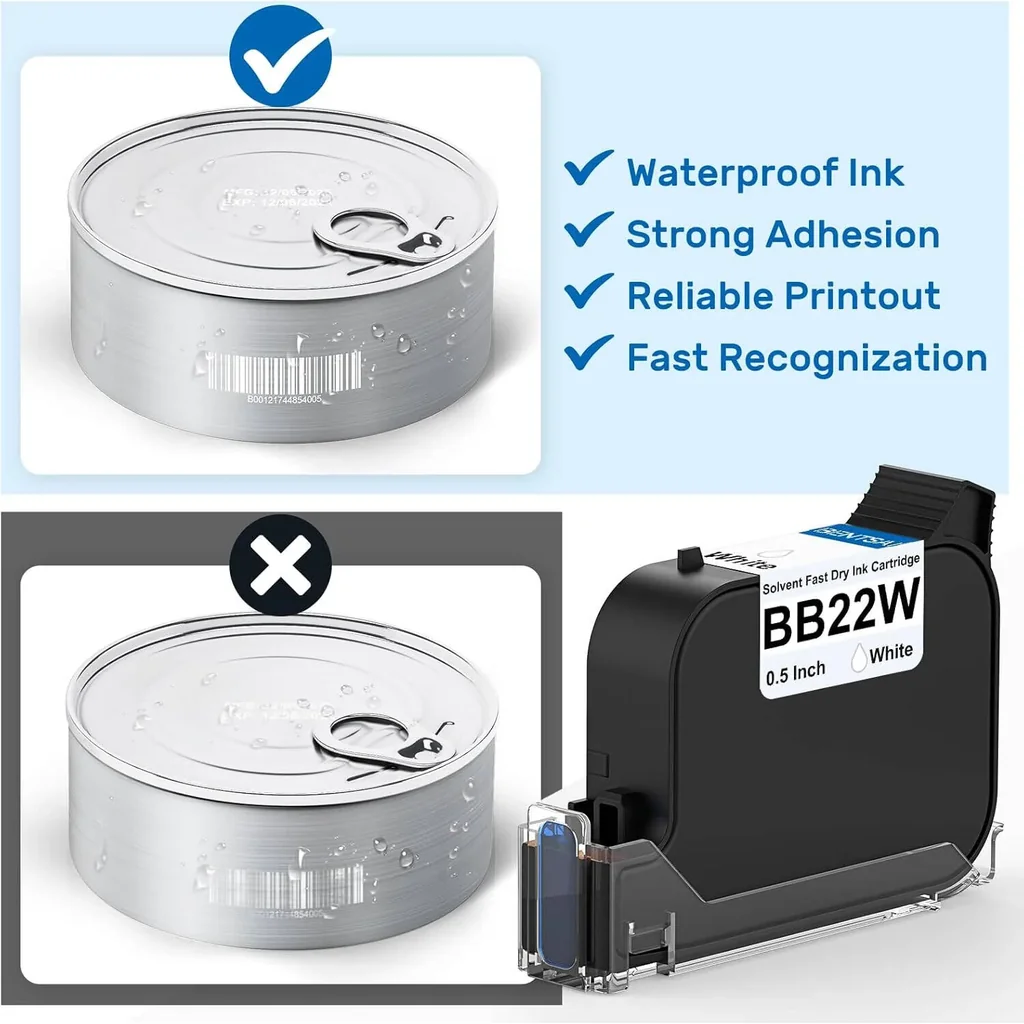 BENTSAI BB22W White Ink Cartridge, Quick-Dry Solvent TIJ Cartridge 0.5 Inch for BT-HH6205B & BT-HH6205BL Handheld Inkjet Printers, Black | BB22W - Image 4
