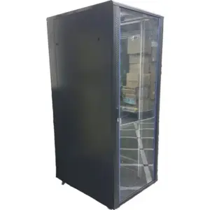 Azeon 42U Server Rack Mount, With 1 Shelf / 4 Fans, Toughened Glass Door, Heavy Duty Castor, Dimension 800mm (W) x 800mm (D) x 2000 (H),Black | AIF800