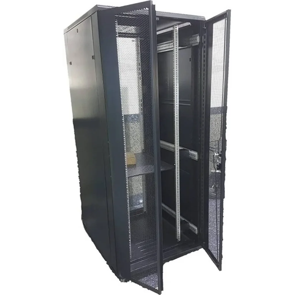 Azeon 42U Server Rack Mount, With 1 Shelf / 4 Fans, Toughened Glass Door, Heavy Duty Castor, Dimension 800mm (W) x 1000mm (D) x 2000 (H), Black | AIF2015 - Image 2