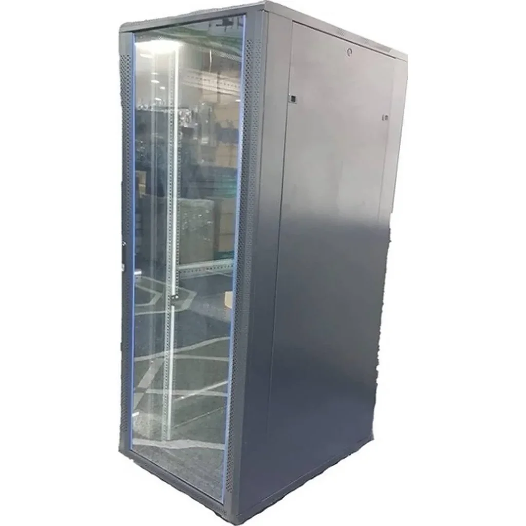 Azeon 42U Server Rack Mount, With 1 Shelf / 4 Fans, Toughened Glass Door, Heavy Duty Castor, Dimension 800mm (W) x 1000mm (D) x 2000 (H), Black | AIF2015 - Image 3