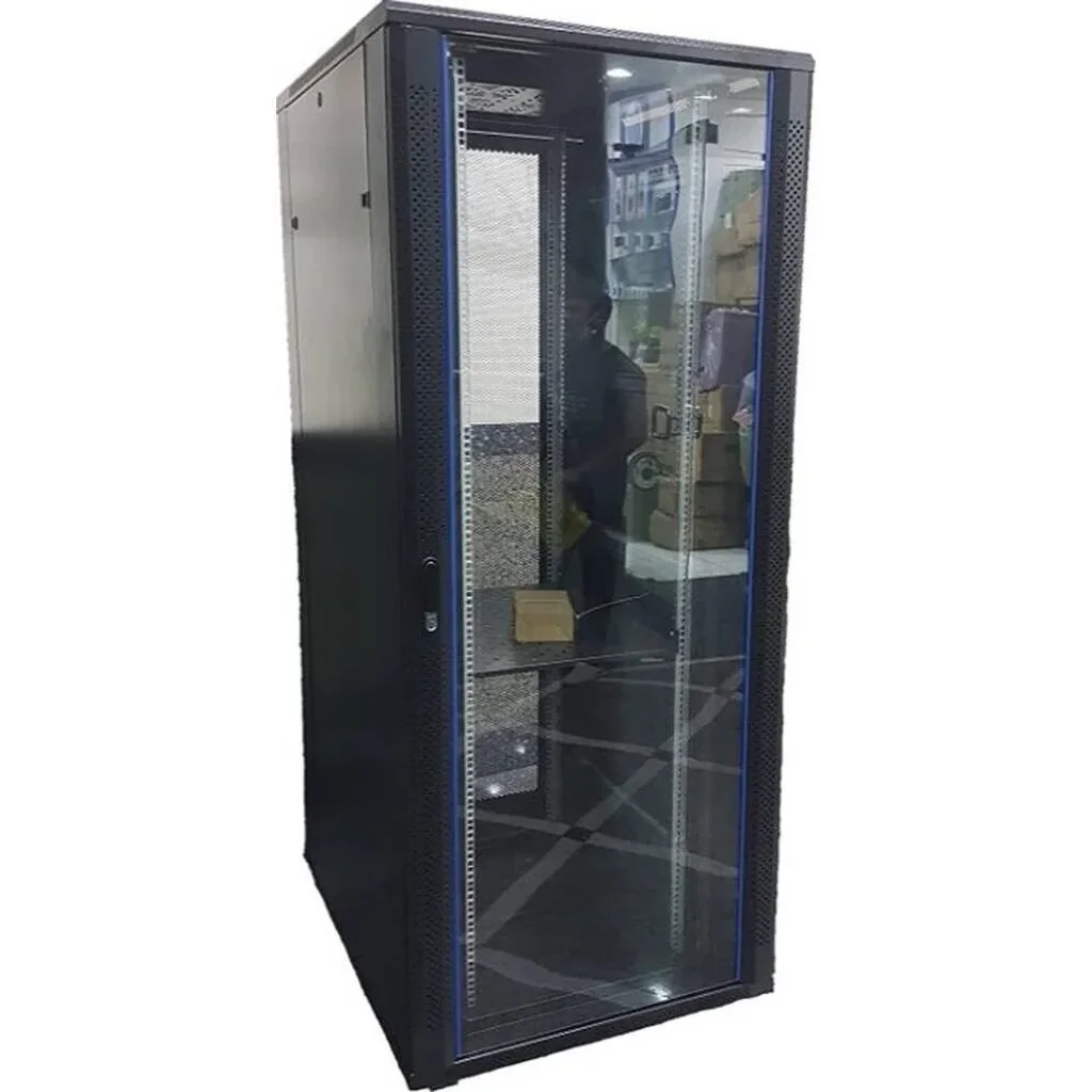 Azeon 42U Server Rack Mount, With 1 Shelf / 4 Fans, Toughened Glass Door, Heavy Duty Castor, Dimension 800mm (W) x 1000mm (D) x 2000 (H), Black | AIF2015 - Image 4