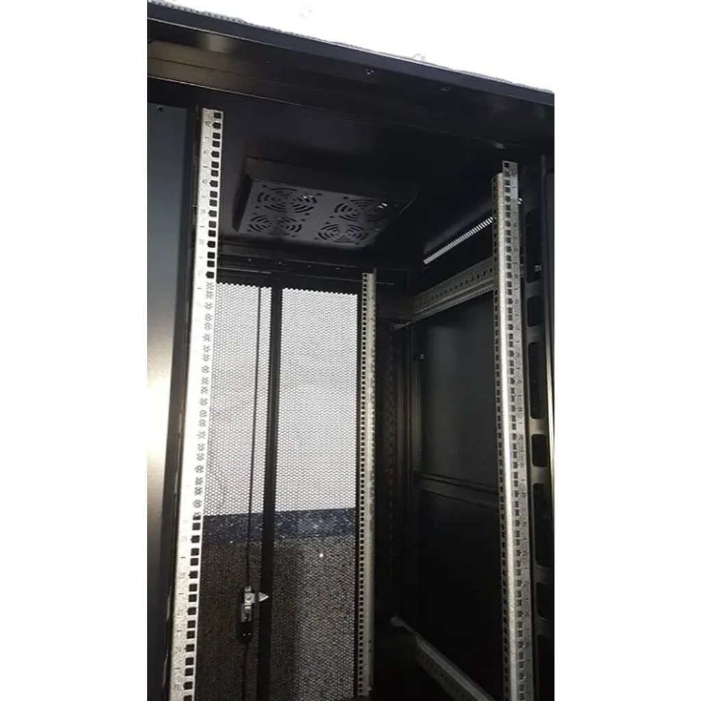 Azeon 42U Server Rack Mount, With 1 Shelf / 4 Fans, Toughened Glass Door, Heavy Duty Castor, Dimension 800mm (W) x 1000mm (D) x 2000 (H), Black | AIF2015 - Image 5