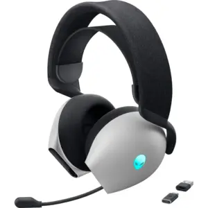 Dell Alienware AW725H Tri Mode Wireless Gaming Headset, 40mm Drivers, Dolby Atmos, AI Noise Cancellation, Bluetooth 5.3, 2.4GHz Wireless, AlienFX RGB Lighting, 750mAh, Lunar Light | 545-BBFV