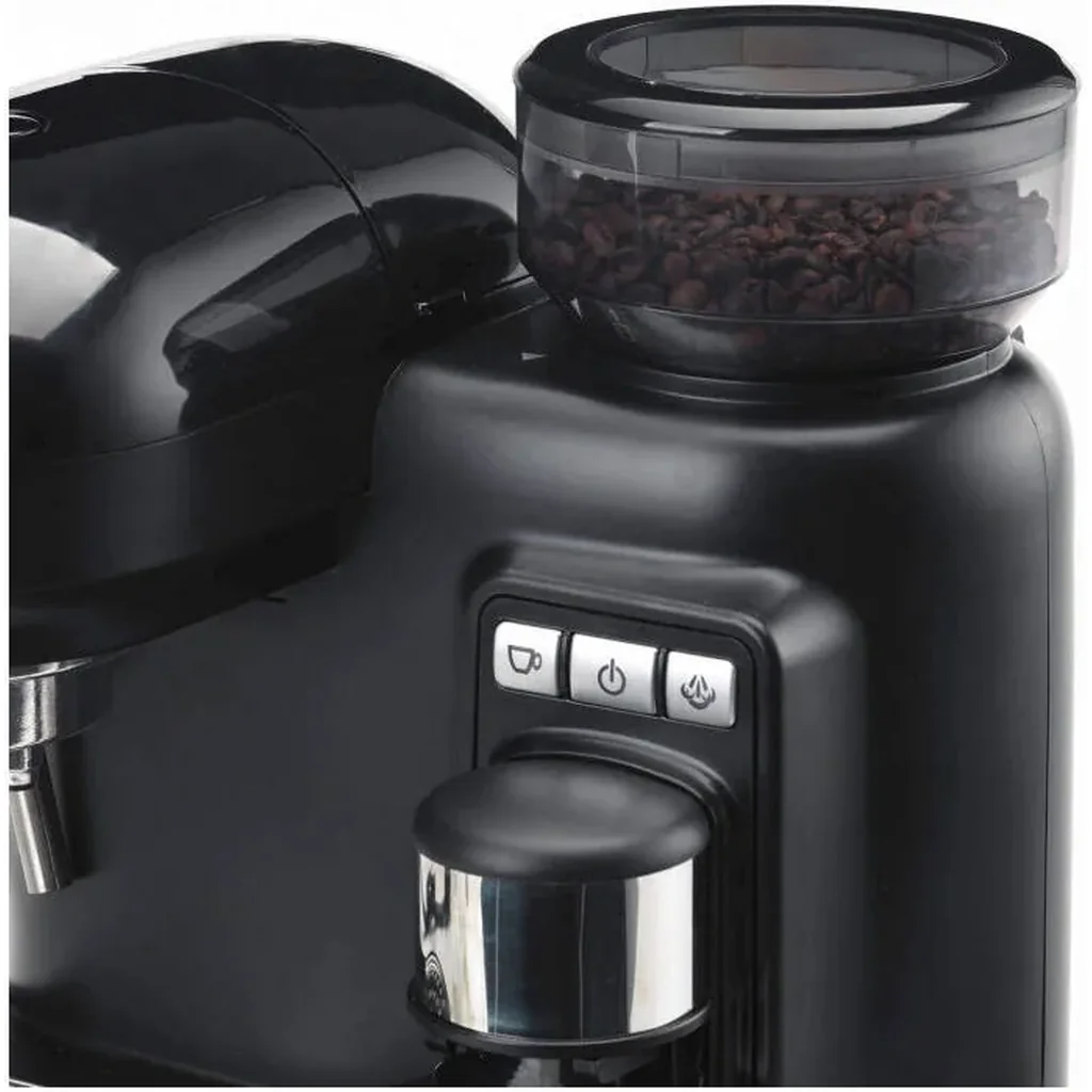 Ariete Moderna 1318 Espresso Coffee Machine with Integrated Adjustable Grinder, Steam Wand, Milk Frother, Steel Body, 220-240V Compact Classic Design, Black | Moderna 1318 - Image 3