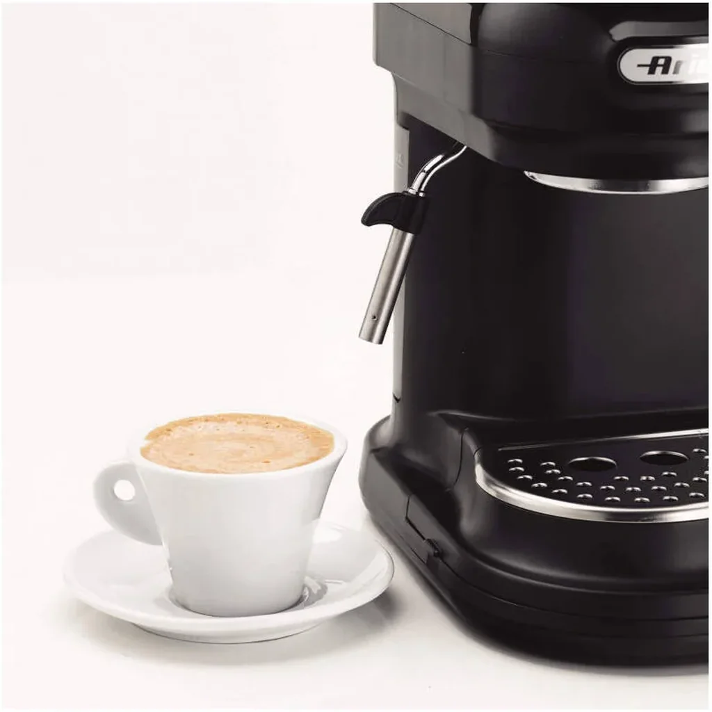 Ariete Moderna 1318 Espresso Coffee Machine with Integrated Adjustable Grinder, Steam Wand, Milk Frother, Steel Body, 220-240V Compact Classic Design, Black | Moderna 1318 - Image 4