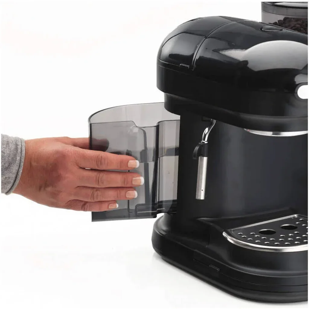 Ariete Moderna 1318 Espresso Coffee Machine with Integrated Adjustable Grinder, Steam Wand, Milk Frother, Steel Body, 220-240V Compact Classic Design, Black | Moderna 1318 - Image 5