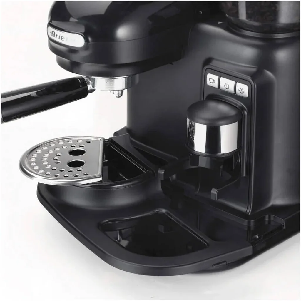 Ariete Moderna 1318 Espresso Coffee Machine with Integrated Adjustable Grinder, Steam Wand, Milk Frother, Steel Body, 220-240V Compact Classic Design, Black | Moderna 1318 - Image 7