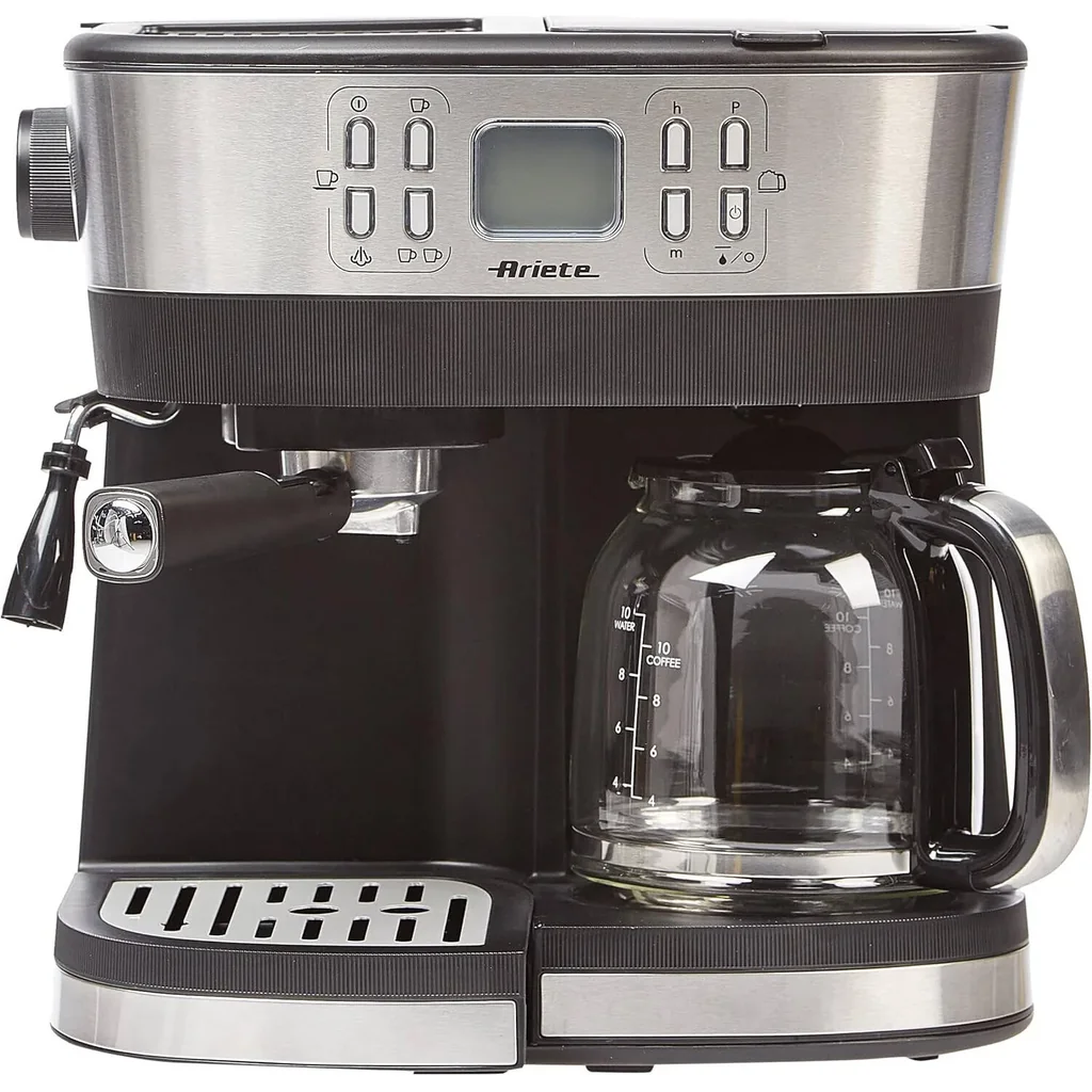 Ariete ART1369 2-in-1 Espresso & Drip Coffee Maker with 20 Bar Steam Function, LCD Display, 24H Programmable Timer, 4H Keep Warm Feature for Home & Office, Black | ART1369 - Image 3