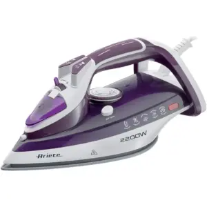 Ariete 6243 2200W Steam Iron with Ceramic Soleplate, 320ml Water Tank, Anti-Drip, Anti-Scale, Self-Cleaning System & Ergonomic Soft-Touch Handle, Purple | 6243