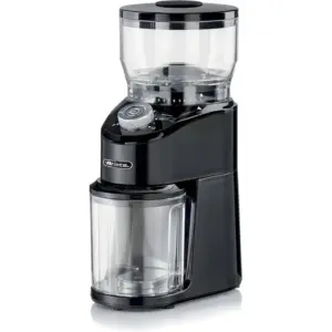 Ariete Coffee Grinder 3023 with Stainless Steel Conical Burrs, 200g Bean Capacity, Adjustable Grind Settings, 2-12 Cup Selector for Espresso, Drip & French Press, Black | ART3023