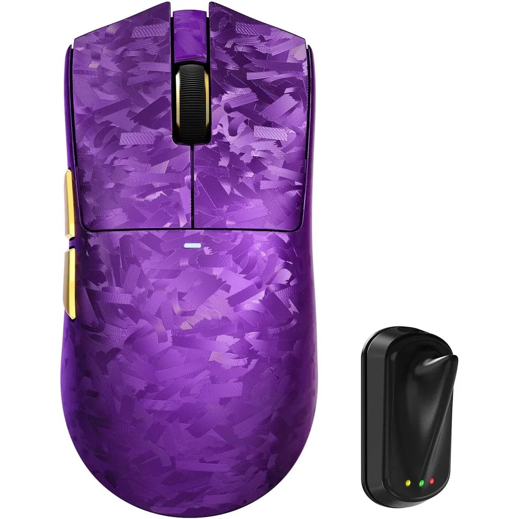 ATTACK SHARK X11 Ultra Carbon Fiber Wireless Gaming Mouse, 8K Polling Rate, 42000 DPI PAW3950MAX Sensor, Ultra-Light 63g Esports Mouse, Tri-Mode Connectivity, Purple | X11 Ultra