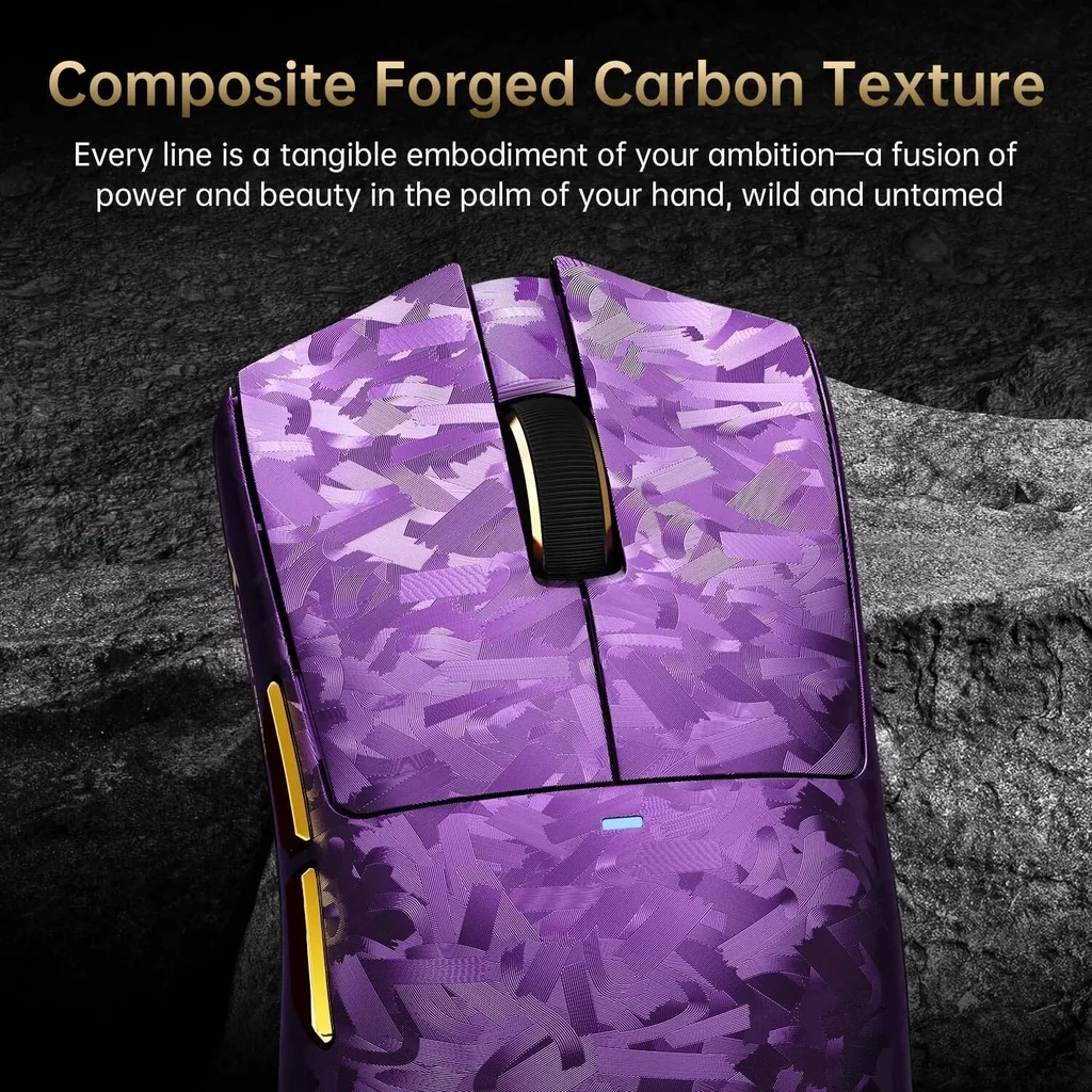 ATTACK SHARK X11 Ultra Carbon Fiber Wireless Gaming Mouse, 8K Polling Rate, 42000 DPI PAW3950MAX Sensor, Ultra-Light 63g Esports Mouse, Tri-Mode Connectivity, Purple | X11 Ultra - Image 8