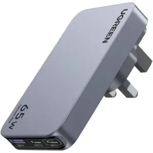 UGREEN Nexode Pro 65W GaN Fast Charger, USB-C 3-Port Wall Charger, PD Fast Charging with PPS 45W, GaNInfinity Technology, Super Fast Charging, Real-Time Protection, Ultra-Slim Design, Grey | 25356