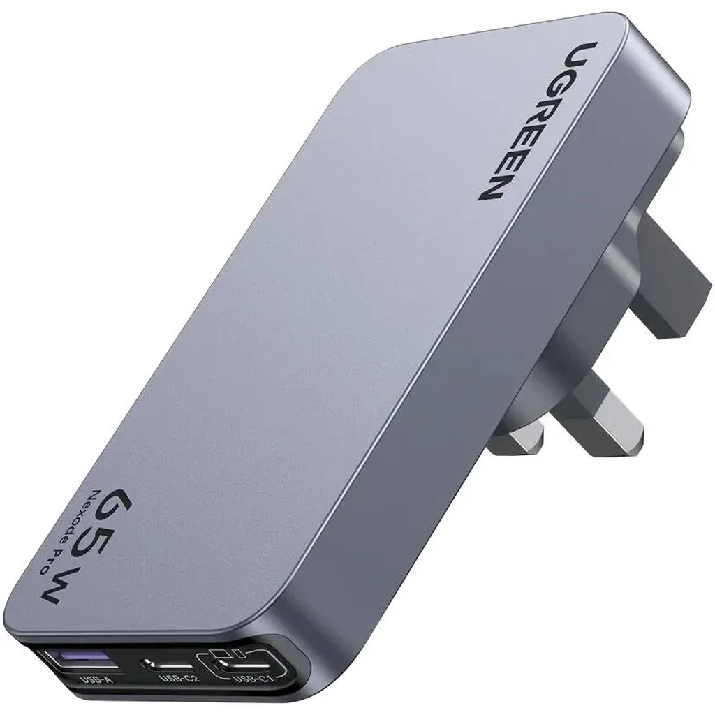 UGREEN Nexode Pro 65W GaN Fast Charger, USB-C 3-Port Wall Charger, PD Fast Charging with PPS 45W, GaNInfinity Technology, Super Fast Charging, Real-Time Protection, Ultra-Slim Design, Grey | 25356