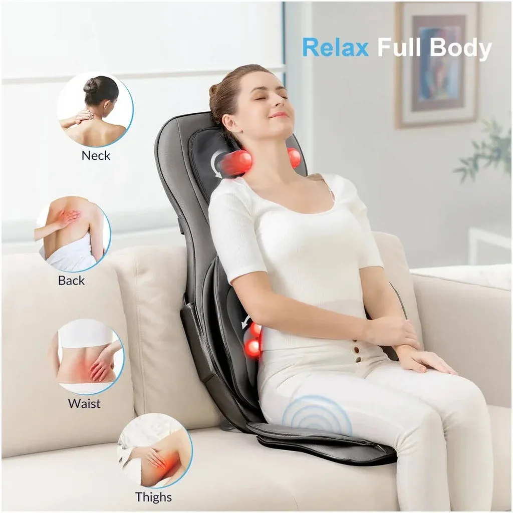 Comfier Shiatsu Neck & Back Massage Chair Pad with Heat, 2D/3D Deep Kneading, Air Compression, Rolling, Vibration & Spot Massage for Home & Office, Classic Grey | CF-2307A - Image 5
