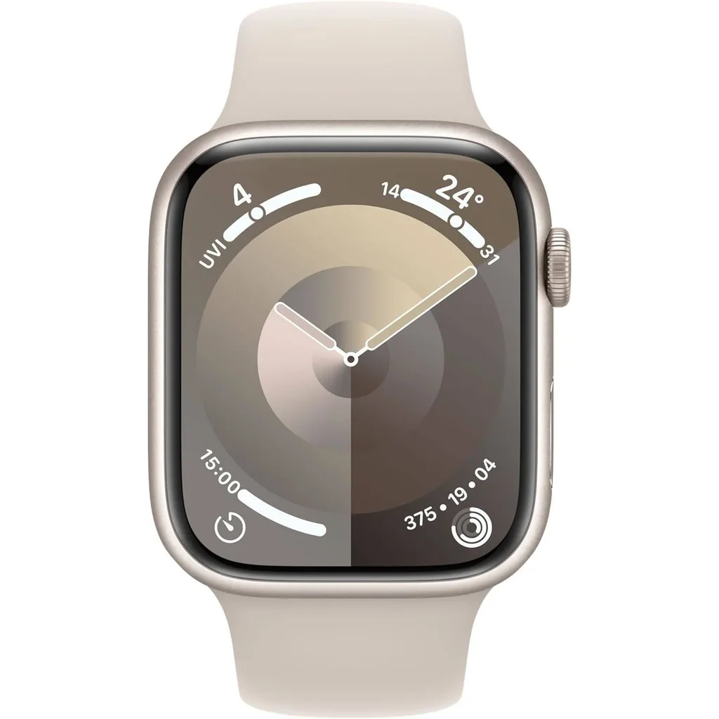 Refurbished - Apple Watch Series 9 GPS 45mm Smartwatch with Starlight Aluminum Case with Starlight Sport Band M/L, Always-On Retina Display, Blood Oxygen & ECG Apps, Starlight | MR973LL/A - Image 2