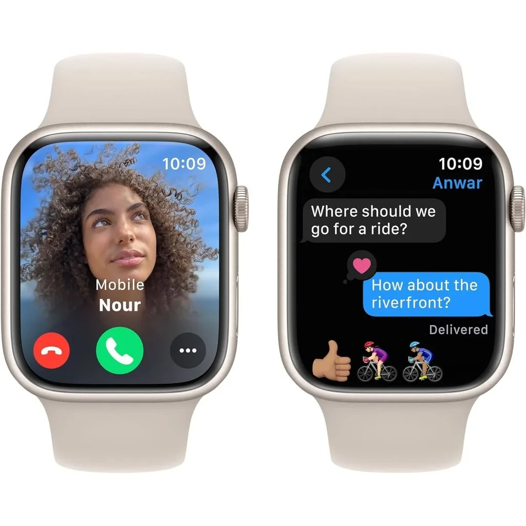 Refurbished - Apple Watch Series 9 GPS 45mm Smartwatch with Starlight Aluminum Case with Starlight Sport Band M/L, Always-On Retina Display, Blood Oxygen & ECG Apps, Starlight | MR973LL/A - Image 4
