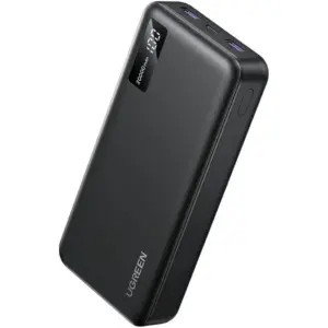 UGreen PB312 Nexode 20000mAh Power Bank, 20W PD & 22.5W QC Fast Charging Portable Battery Pack with USB-C & Dual USB-A Ports, Smart Display, Superior Safety, Black | PB312-25683