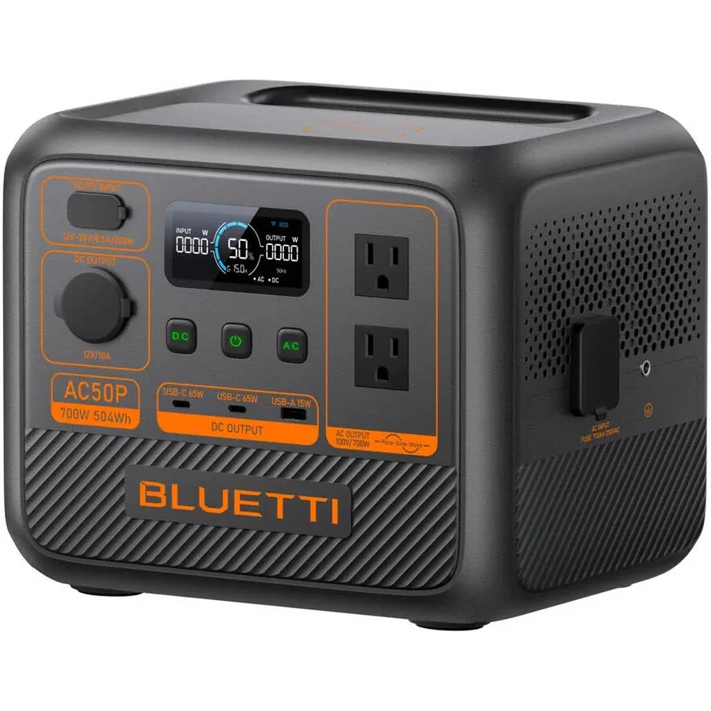 BLUETTI AC50P Portable Power Station 504Wh, 700W AC Output, 1200W Power Lifting, 600W Turbo Charging, LiFePO4 Battery, 200W Solar Input, UPS, USB-C 65W, Backup Power Generator, Black | AC50P - Image 3