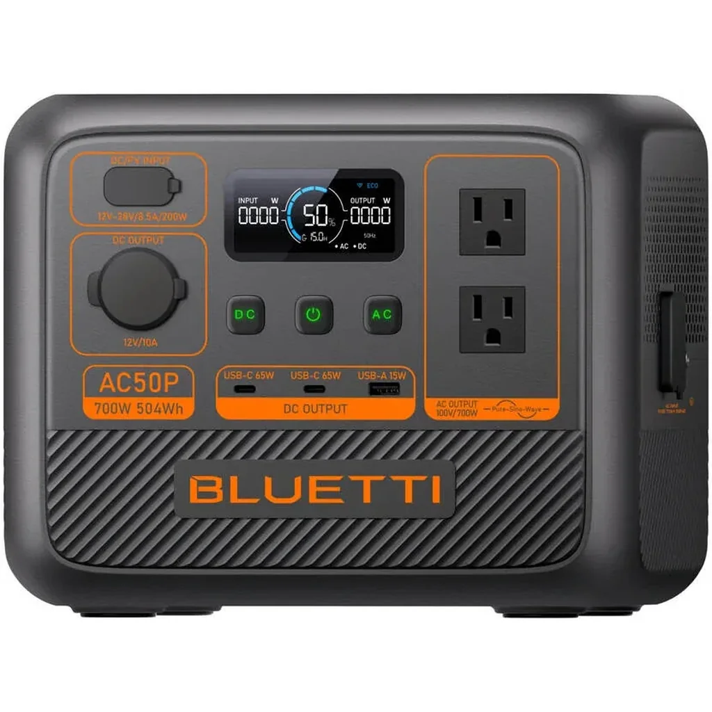 BLUETTI AC50P Portable Power Station 504Wh, 700W AC Output, 1200W Power Lifting, 600W Turbo Charging, LiFePO4 Battery, 200W Solar Input, UPS, USB-C 65W, Backup Power Generator, Black | AC50P - Image 5