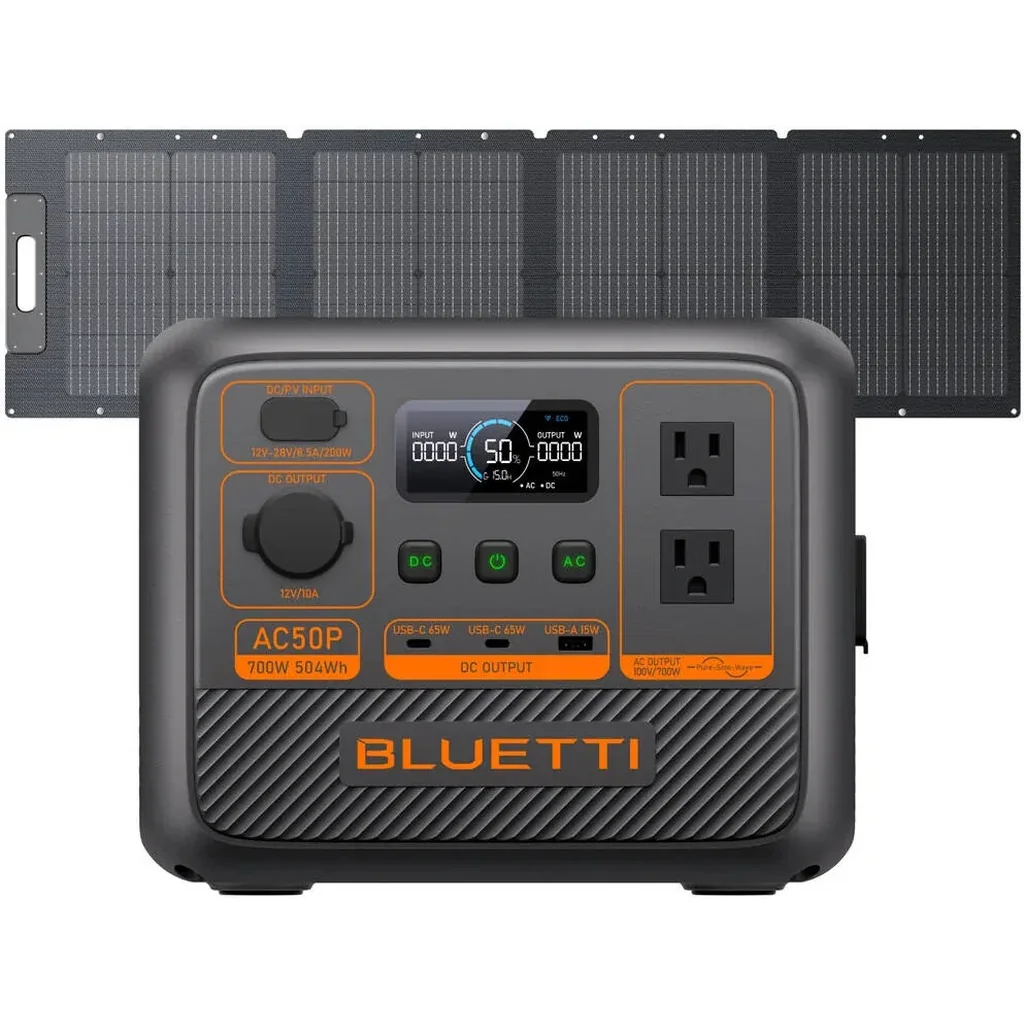 BLUETTI AC50P Portable Power Station 504Wh, 700W AC Output, 1200W Power Lifting, 600W Turbo Charging, LiFePO4 Battery, 200W Solar Input, UPS, USB-C 65W, Backup Power Generator, Black | AC50P - Image 6