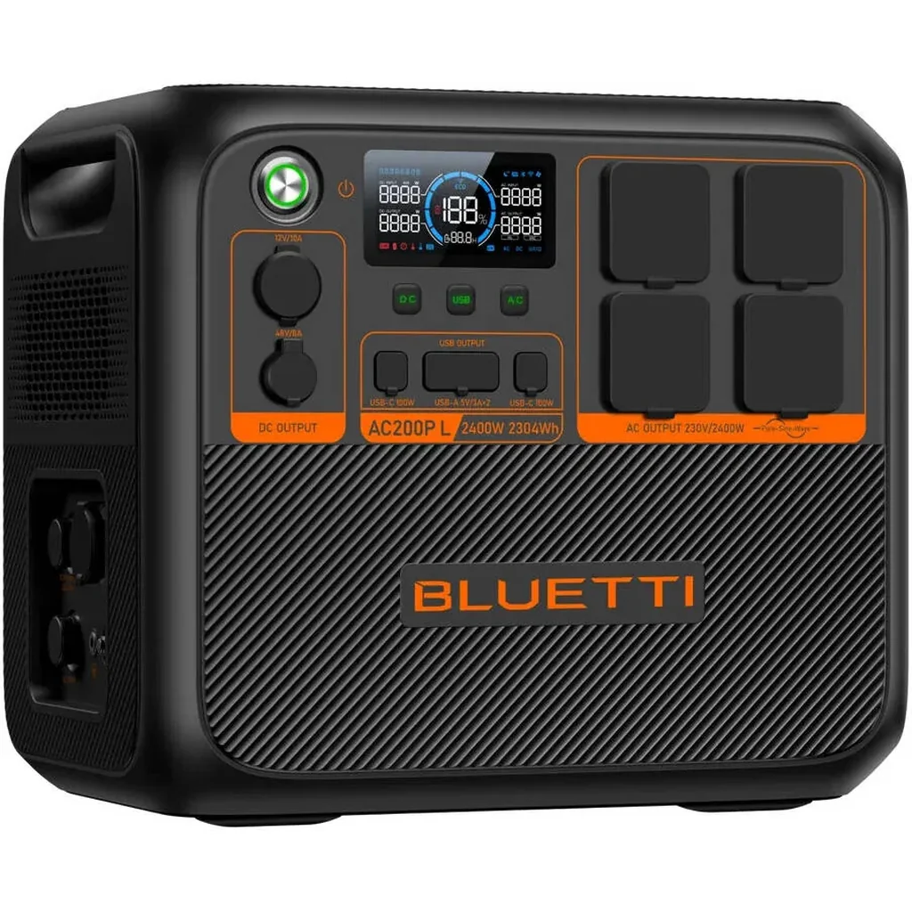 Bluetti AC200PL 2304Wh Portable Power Station, 2400W Pure Sine Wave Inverter, 7200W Surge, LiFePO4 Battery, 1200W Solar Input, 100W USB-C, 48V RV Outlet, Black | AC200PL - Image 5