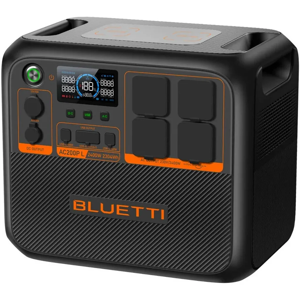 Bluetti AC200PL 2304Wh Portable Power Station, 2400W Pure Sine Wave Inverter, 7200W Surge, LiFePO4 Battery, 1200W Solar Input, 100W USB-C, 48V RV Outlet, Black | AC200PL - Image 6