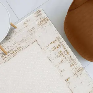 Beluxe Amber Contemporary Rug, Washable Contemporary Rugs Style, Polypropylene + Polyester Area Rug Floor Covering, Indoor Carpet For Living Room Dining Bedroom 200X300cm-White