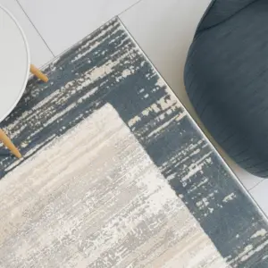 Beluxe Amber Contemporary Rug, Washable Contemporary Rugs Style, Polypropylene + Polyester Area Rug Floor Covering, Indoor Carpet For Living Room Dining Bedroom 240X340cm-White Grey
