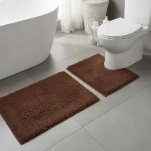 Beluxe Soffy Water Absorbent Anti-Slip Microfiber Bath Mat Set - Tan, 80x50cm, Soft, Durable, Non-Slip Bathroom Rug For Comfort & Safety, Quick Dry & Easy Care