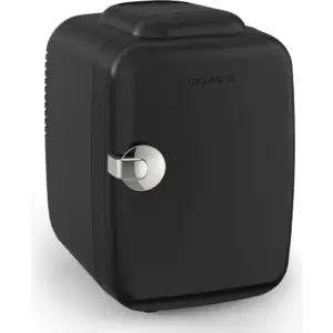 Crownful Mini Fridge, 4 Liter 6 Can Portable Cooler and Warmer, Personal Fridge for Skin Care, Cosmetics, Food, Great for Bedroom, Office, Car, Dorm, ETL Listed, Black | CF-PC01