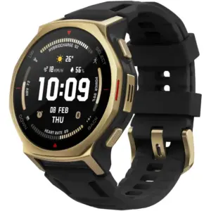 Amazfit T-Rex 3 Pro Smartwatch, 1.32" AMOLED Display, 180+ Sports Modes, Titanium Bezel, Dual Band GPS, Offline Maps, 25 Day Battery, Integrated Torch, 10 ATM, 44mm Sapphire, Black Gold | A2549