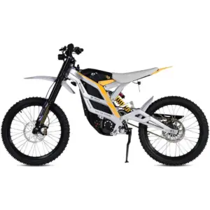 79BIKE Falcon Pro Electric Dirt Bike, 10kW Peak Motor, 72V 35Ah LG Battery, Up To 75 Mile Range, 56 MPH Top Speed, Fastace 2.0 Suspension, NFC Dashboard, Silver/Yellow | 79B-FP-SY