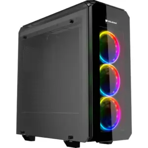 Cougar PURITAS RGB Mid-Tower Computer Case, 3x 120mm Vortex RGB FC Pre-installed Fans, 360mm Radiator Support, RGB Lighting, Cable Management, 2x 3.5" & 4x 2.5" Bays, Tempered Glass, Black | PRTS-RGB