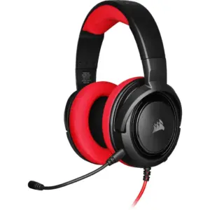 Corsair HS35 Stereo Gaming Headset, 50mm Drivers, Uni-Directional with Noise-Cancelling Microphone, Memory Foam & Adjustable Earcups, Wide Compatibility, 1.1m Cable Length, Red | CA-9011198-NA