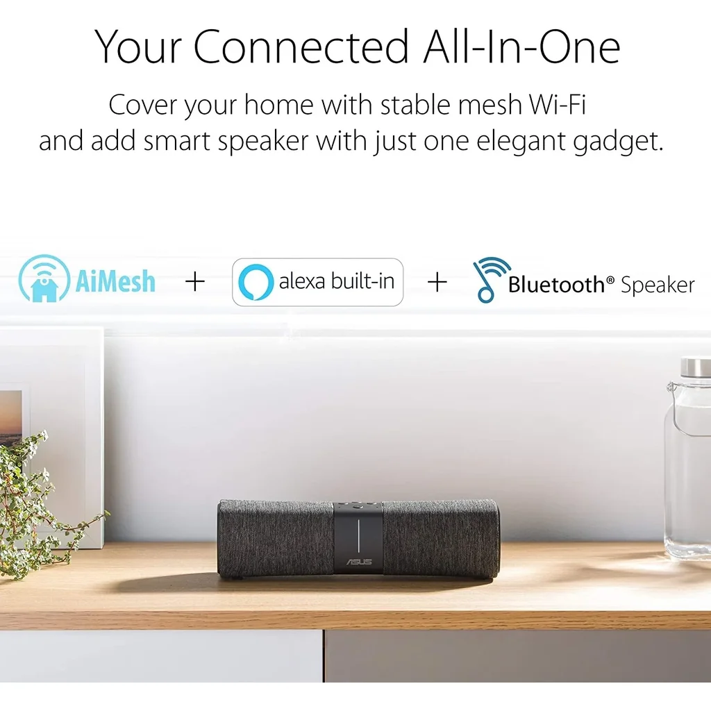 ASUS Lyra Voice AC2200 Mesh WiFi System with Tri-Band, Aiprotection Security, Parental Control, Bluetooth, 8W Stereo Speakers | 90IG04N0-MM3G20 - Image 2