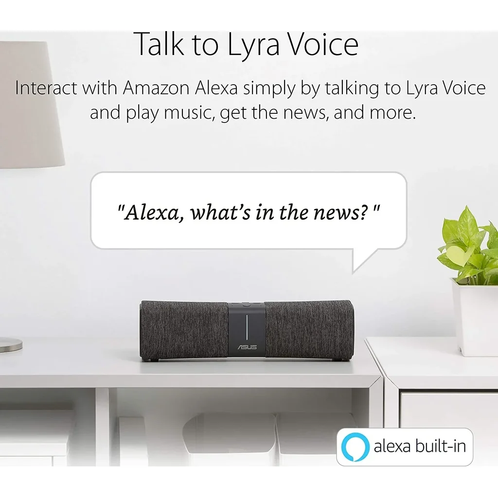 ASUS Lyra Voice AC2200 Mesh WiFi System with Tri-Band, Aiprotection Security, Parental Control, Bluetooth, 8W Stereo Speakers | 90IG04N0-MM3G20 - Image 4