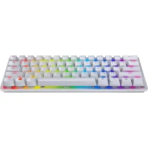 Razer Huntsman Mini 60% Gaming Keyboard, Fastest Keyboard Switches Ever, Clicky Purple Optical Switches, Chroma RGB Lighting, PBT Keycaps, Mercury White | RZ03-03390300-R3M1 / RZ03-03393300-R3U1