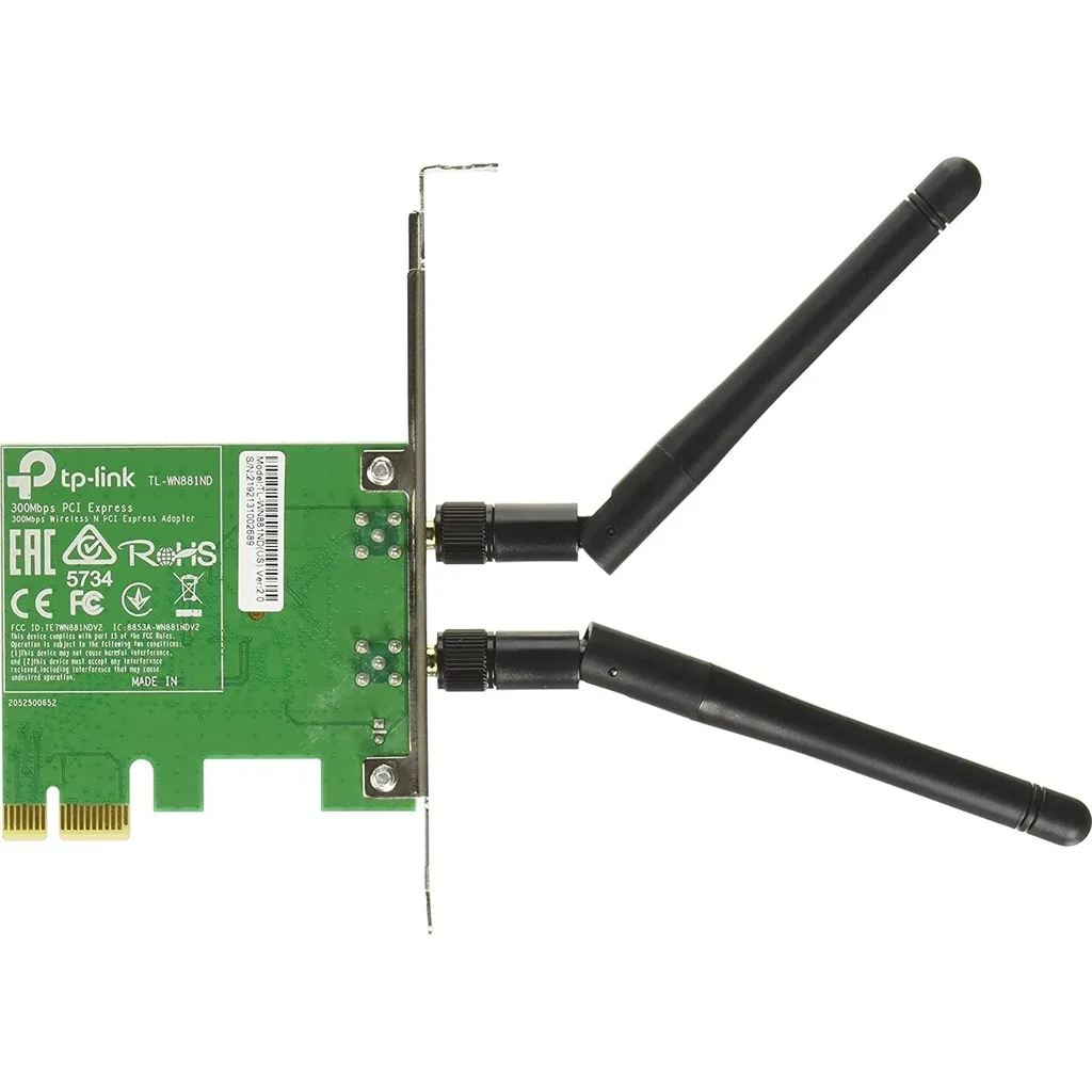 TP-LINK Wireless N300 PCI Express Adapter, 2.4GHz 300Mbps, Include Low-Profile Bracket | TL-WN881ND - Image 2