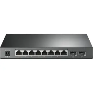 TP-Link T1500G-10PS JetStream 8-Port Gigabit PoE Switch with 2 SFP, 20 Gb/s Switching, 53W PoE Power Budget, 14.9Mpps FWD Rate, 9KB Jumbo Frame, Extensive L2 Features, Black | T1500G-10PS(TL-SG2210P)