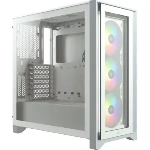 Corsair iCUE 4000X ATX Mid Tower Computer Case, Steel+Tempered Glass+Plastic Materials, Up to 360 Radiator, Type-C/USB3.0/Audio In/Out I/O Ports, White I CC-9011205-WW